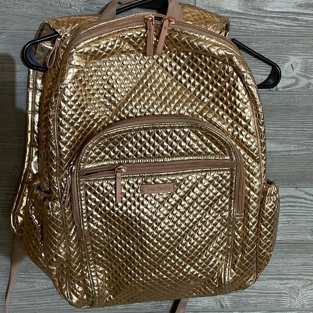 Vera Bradley metallic rose gold campus backpack 🎒💖